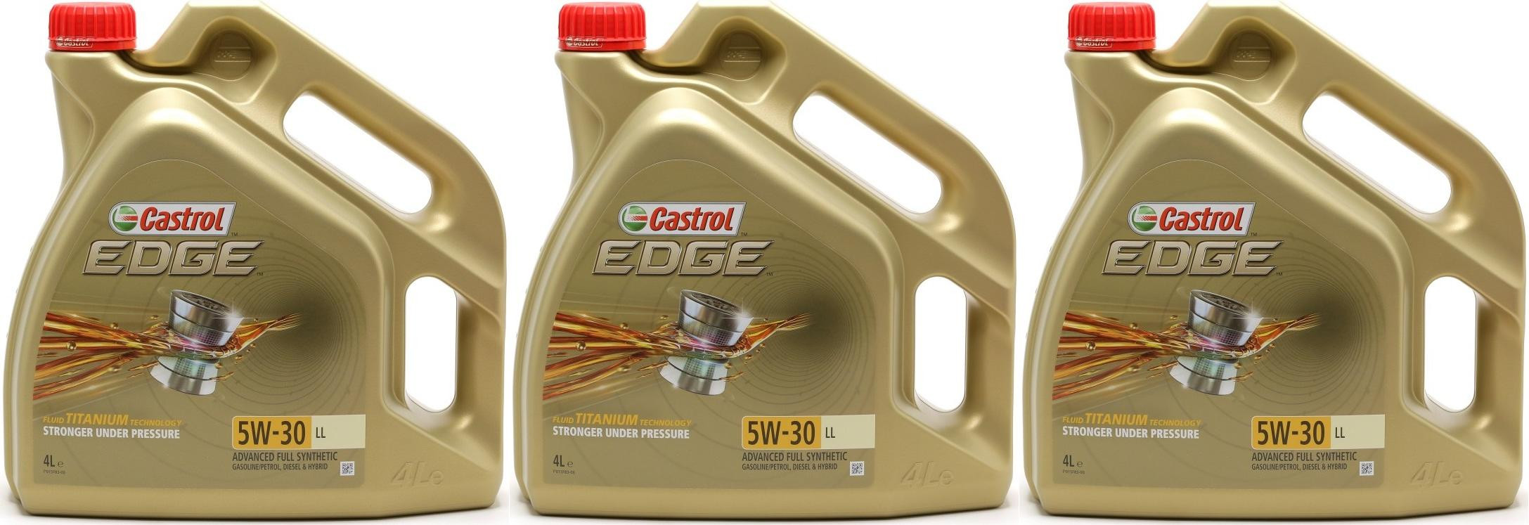 Castrol Edge 5W-30 LL Fluid Titanium Motoröl Longlife III 3x 4l = 12 Liter