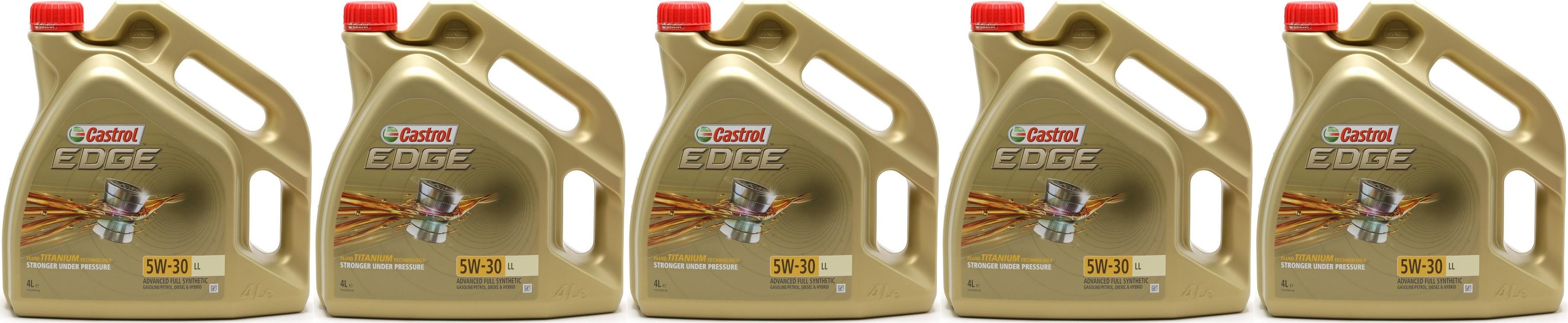 Castrol Edge 5W-30 LL Fluid Titanium Motoröl Longlife III 5x 4l = 20 Liter