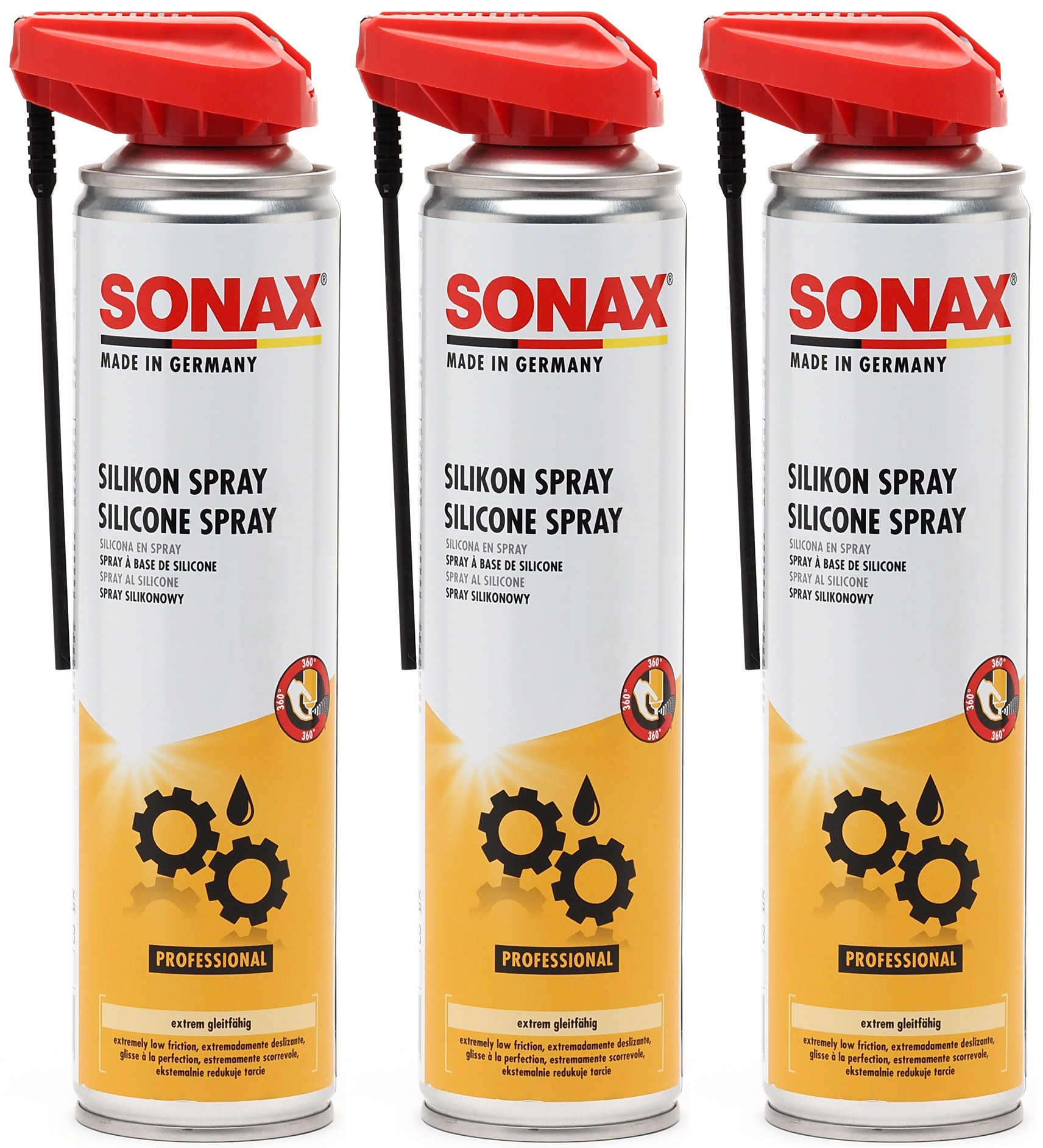 SONAX SilikonSpray mit EasySpray 3x 400 Milliliter