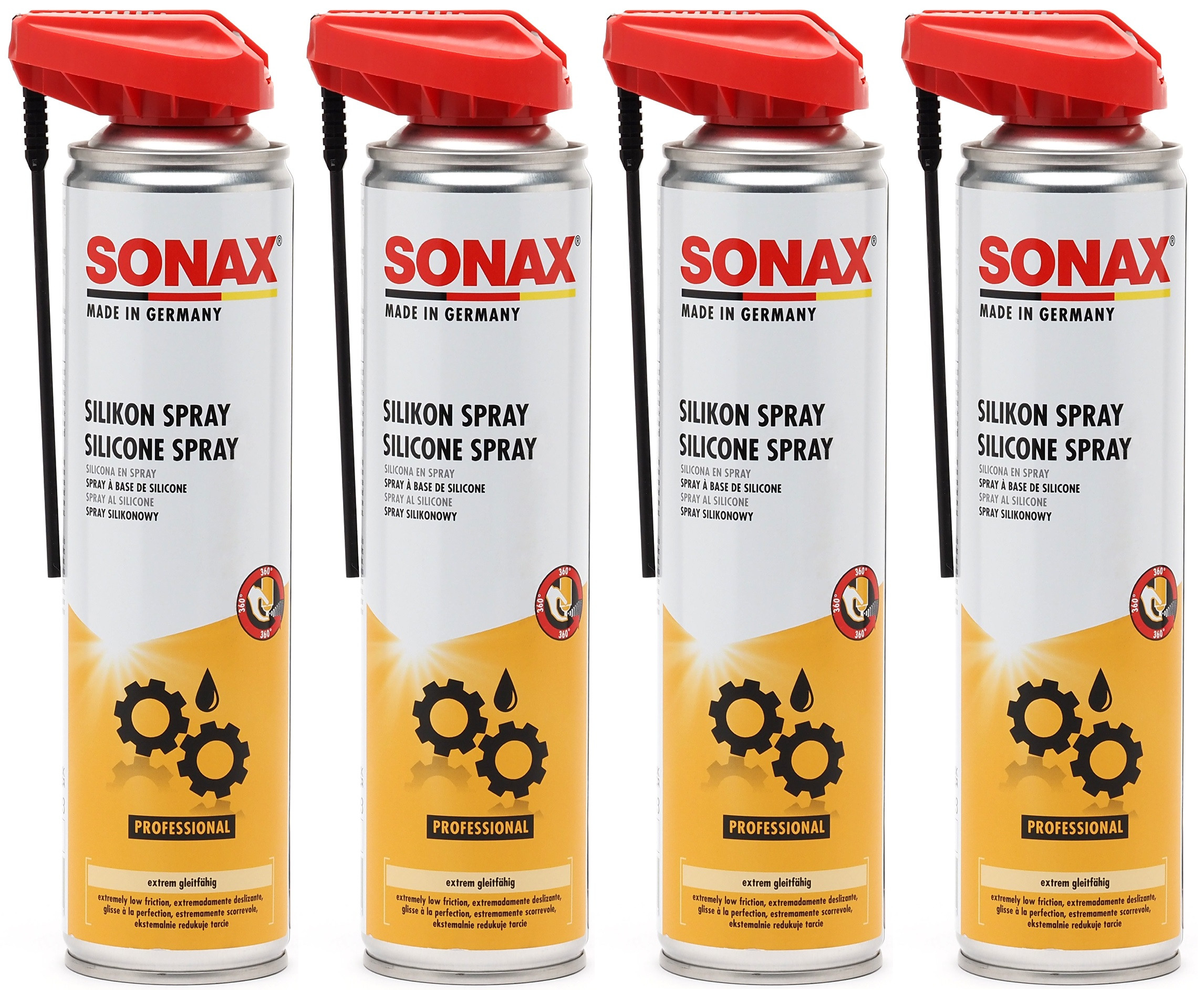 SONAX SilikonSpray mit EasySpray 4x 400 Milliliter