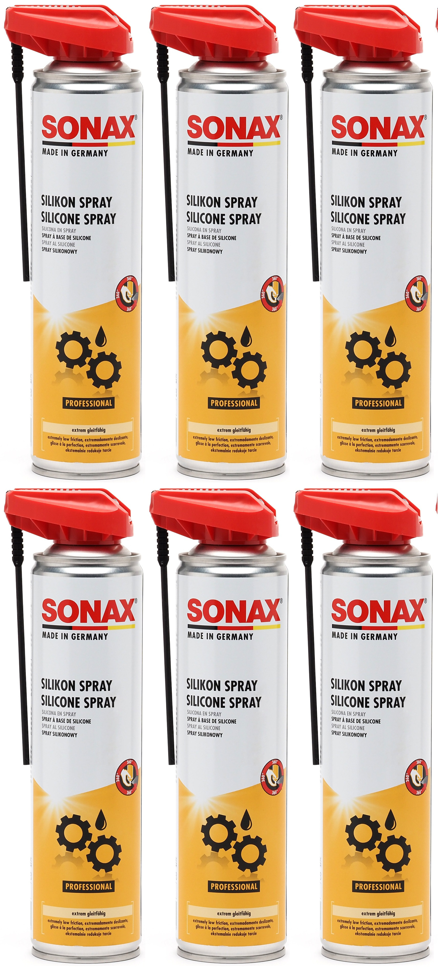 SONAX SilikonSpray mit EasySpray 6x 400 Milliliter