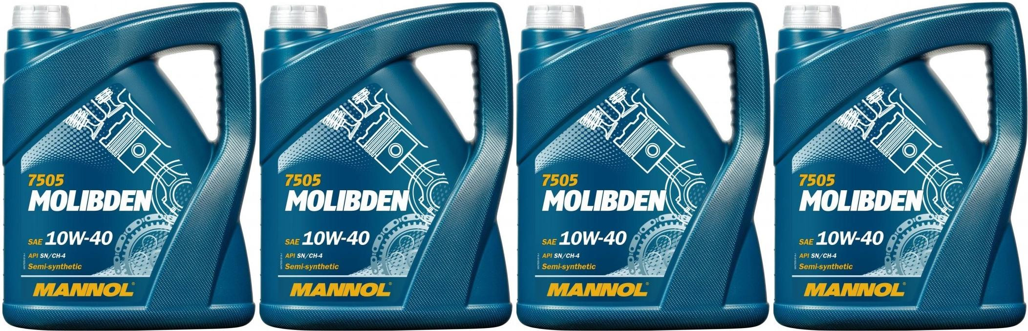 MANNOL 7505 MOLIBDEN BENZIN SAE 10W-40 4x 4l = 16 Liter