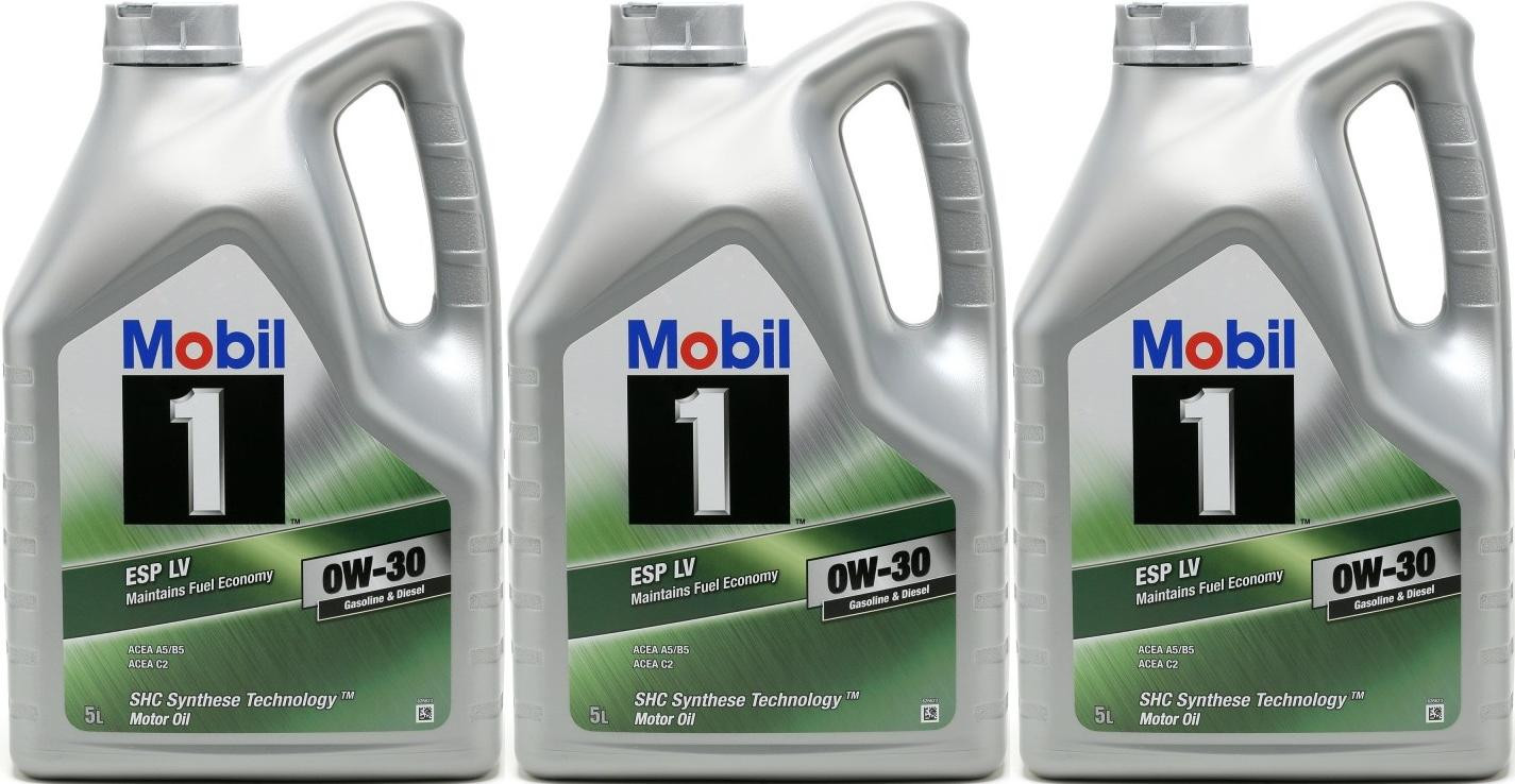 Mobil 1 ESP LV 0W-30 (A5/B5, C2) Motoröl 3x 5 = 15 Liter