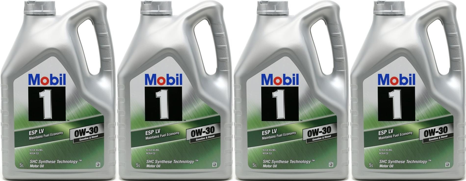 Mobil 1 ESP LV 0W-30 (A5/B5, C2) Motoröl 4x 5 = 20 Liter