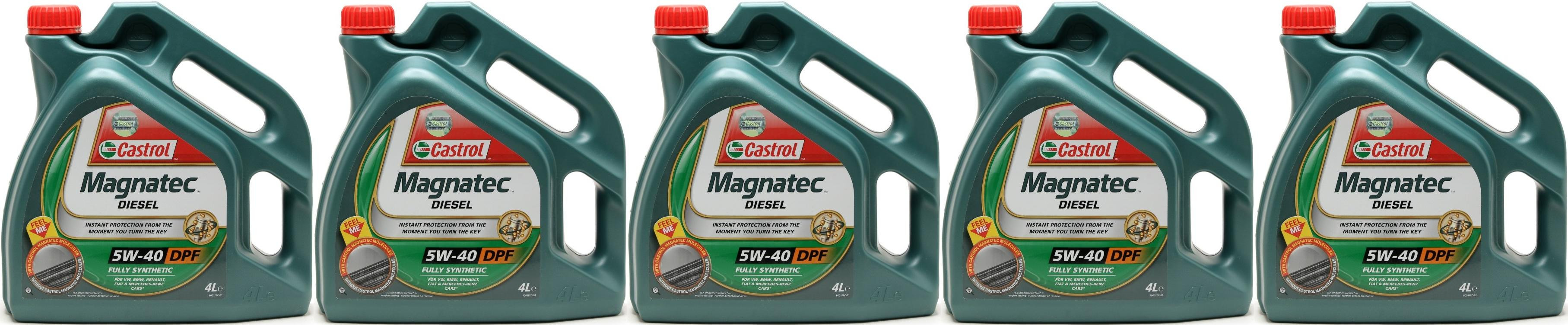 Castrol Magnatec Diesel 5W-40 DPF Motoröl 5x 4l = 20 Liter