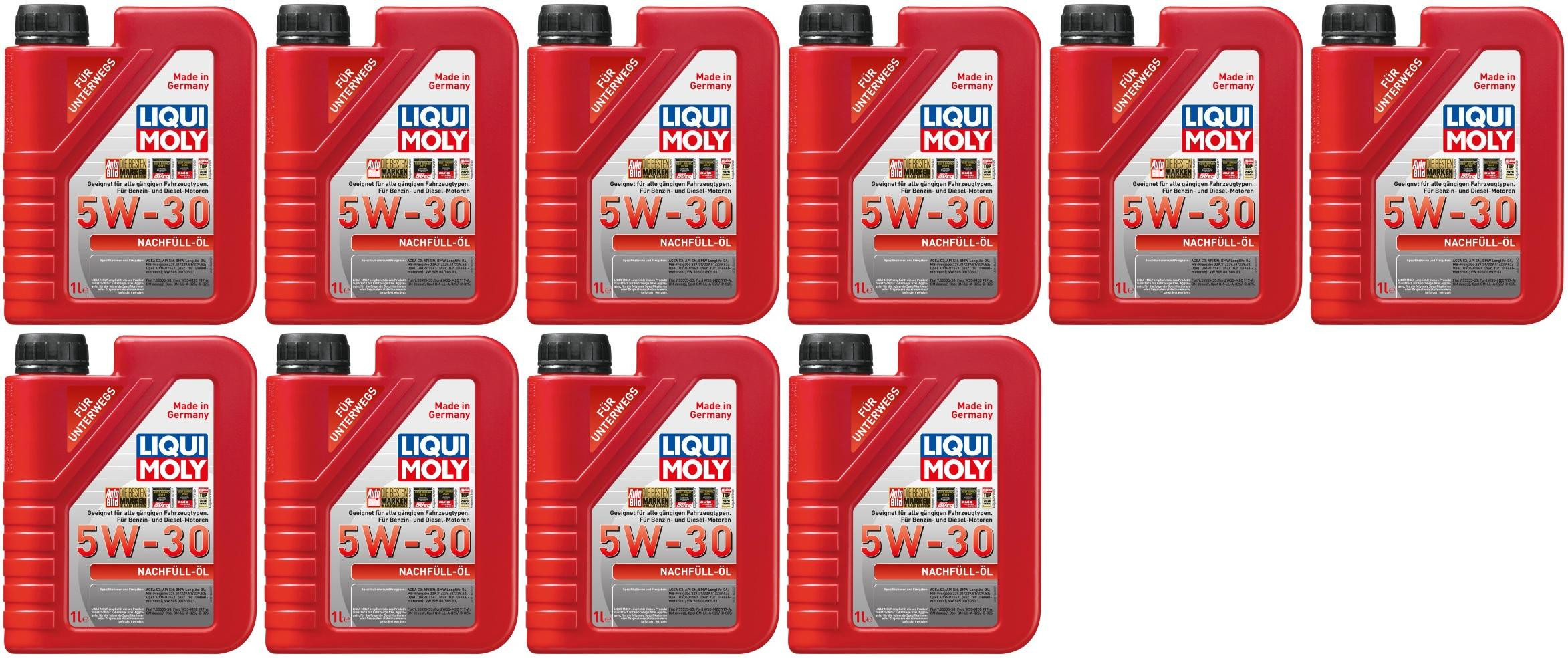 Liqui Moly 21286 Nachfüll-Öl 5W-30 Motoröl 10x 1l = 10 Liter