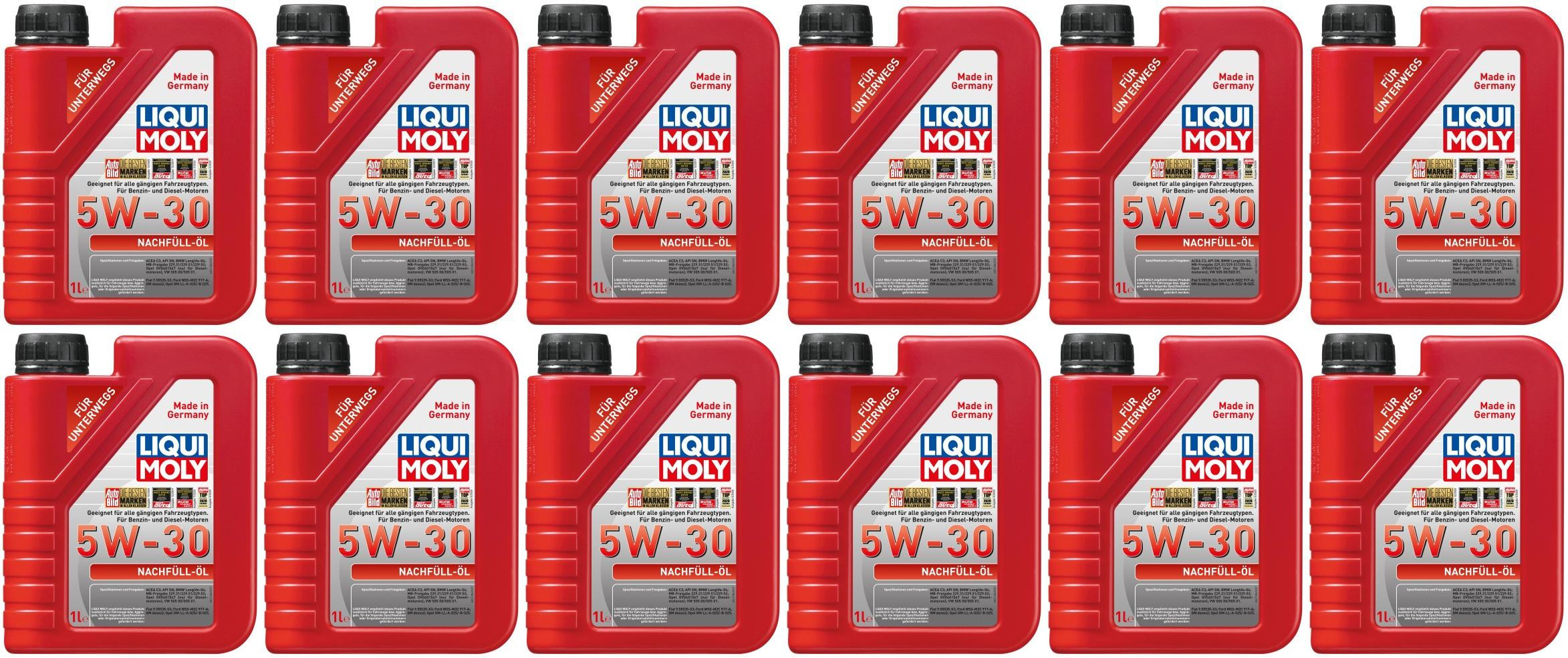 Liqui Moly 21286 Nachfüll-Öl 5W-30 Motoröl 12x 1l = 12 Liter