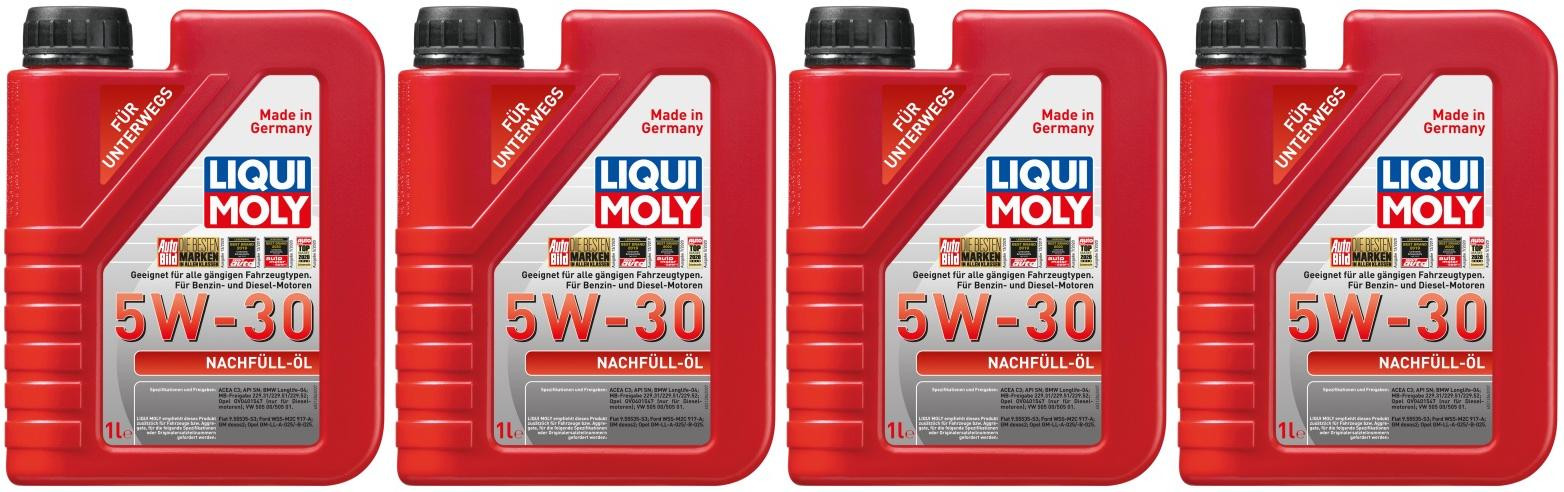 Liqui Moly 21286 Nachfüll-Öl 5W-30 Motoröl 4x 1l = 4 Liter