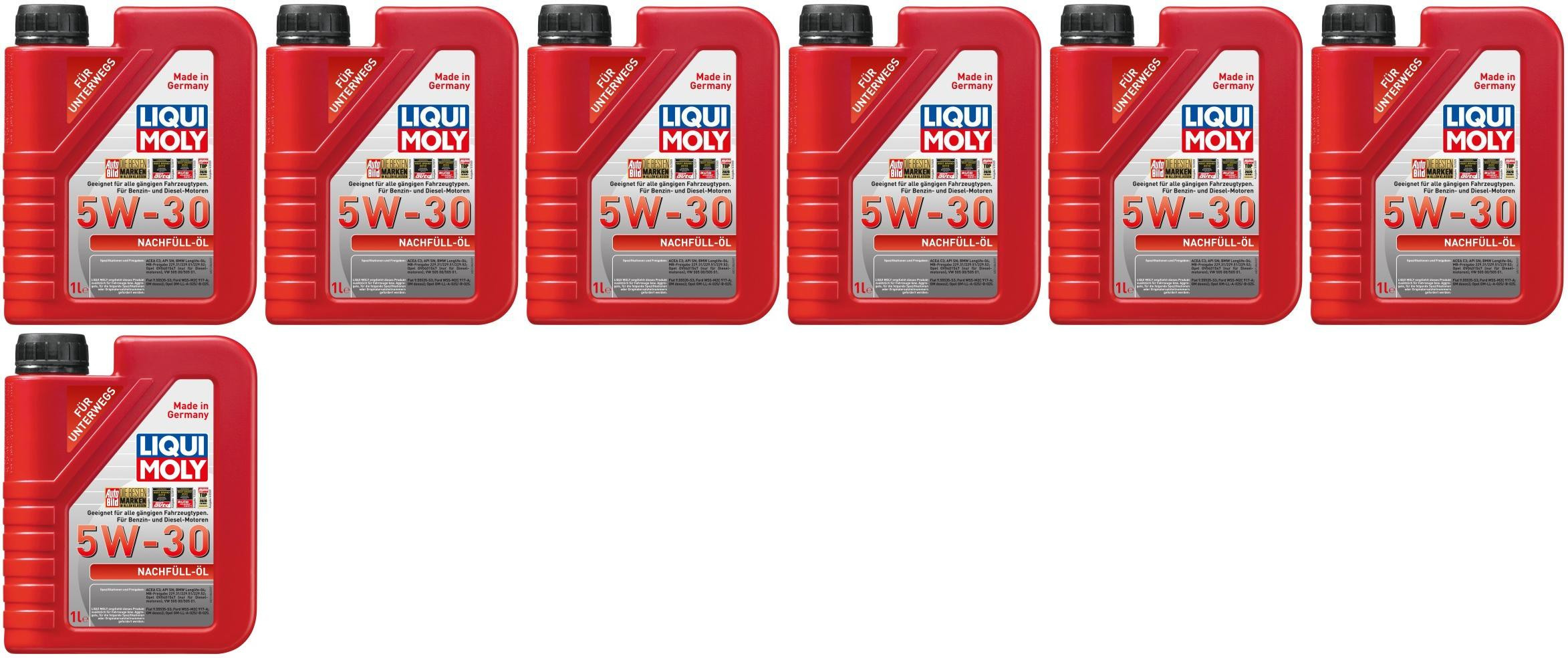 Liqui Moly 21286 Nachfüll-Öl 5W-30 Motoröl 7x 1l = 7 Liter