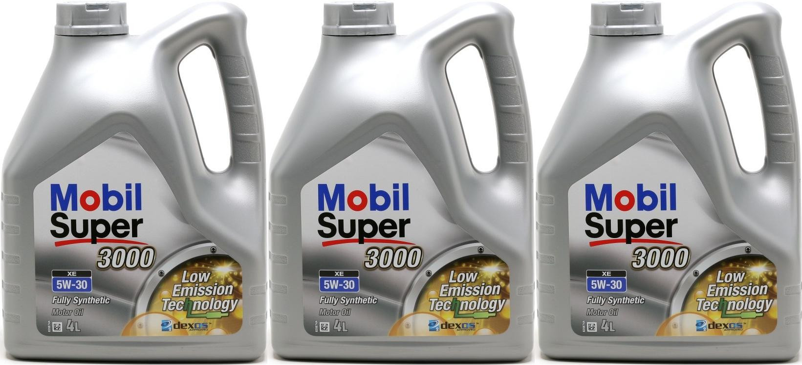 Mobil Super 3000 XE 5W-30 Motoröl 3x 4l = 12 Liter