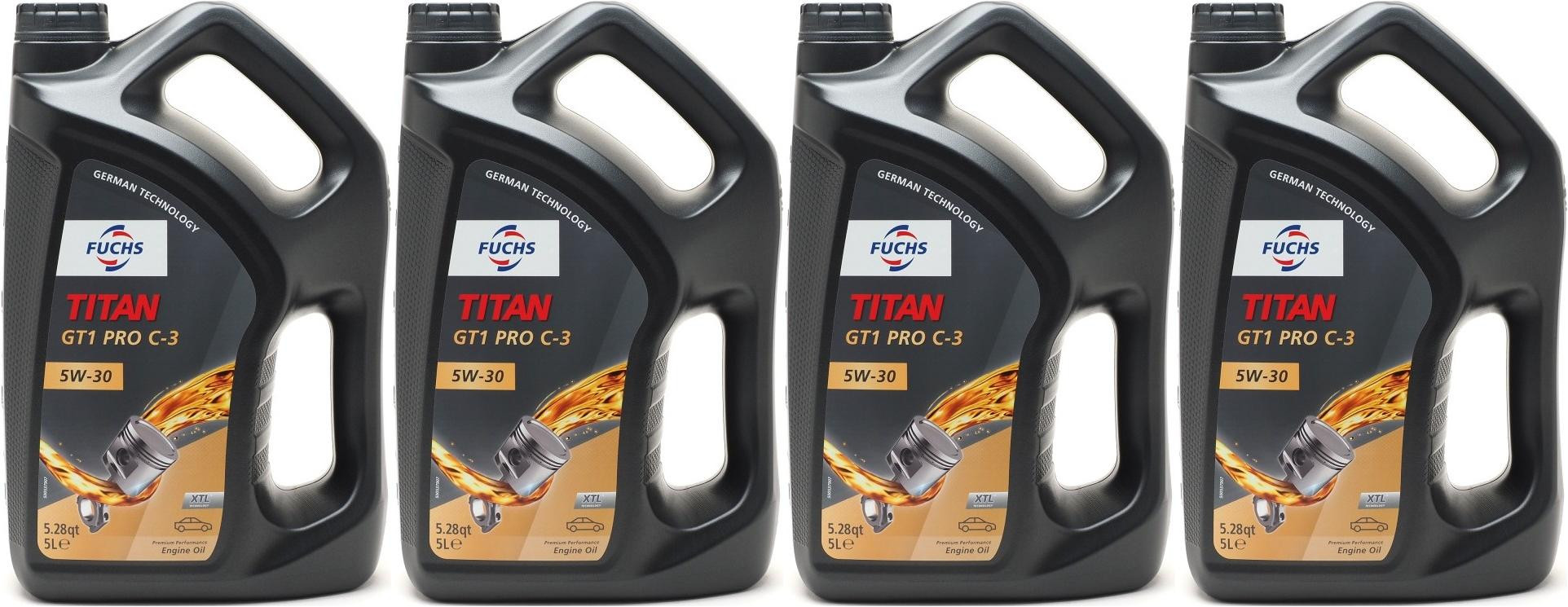 FUCHS TITAN GT1 Pro C-3 5W-30 Motoröl 4x 5 = 20 Liter