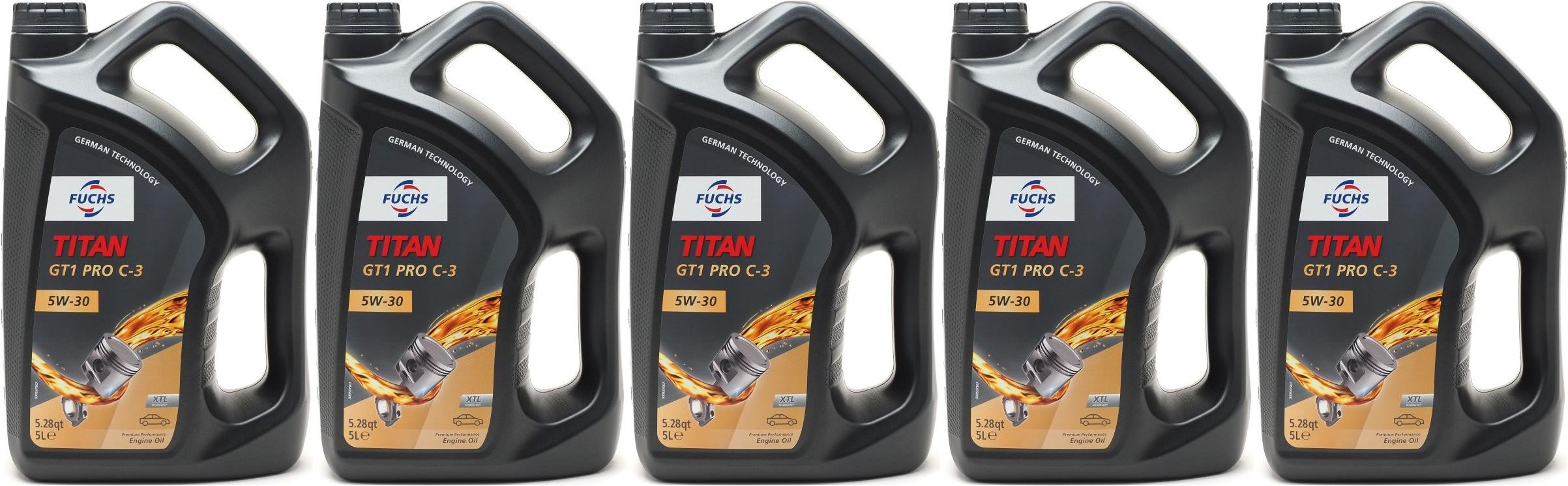 FUCHS TITAN GT1 Pro C-3 5W-30 Motoröl 5x 5 = 25 Liter