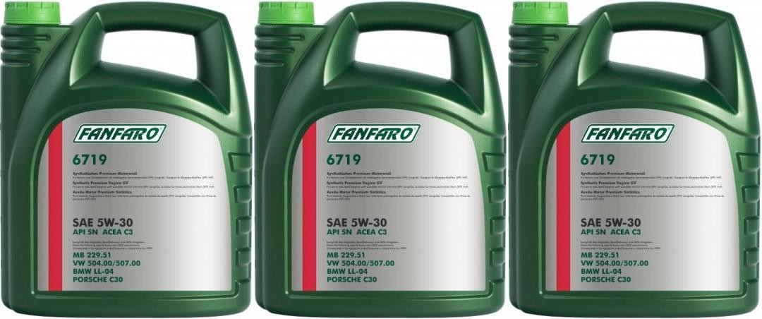 Fanfaro 6719 5W-30 Motoröl VW 504.00, 507.00 Motoröl 3x 5 = 15 Liter