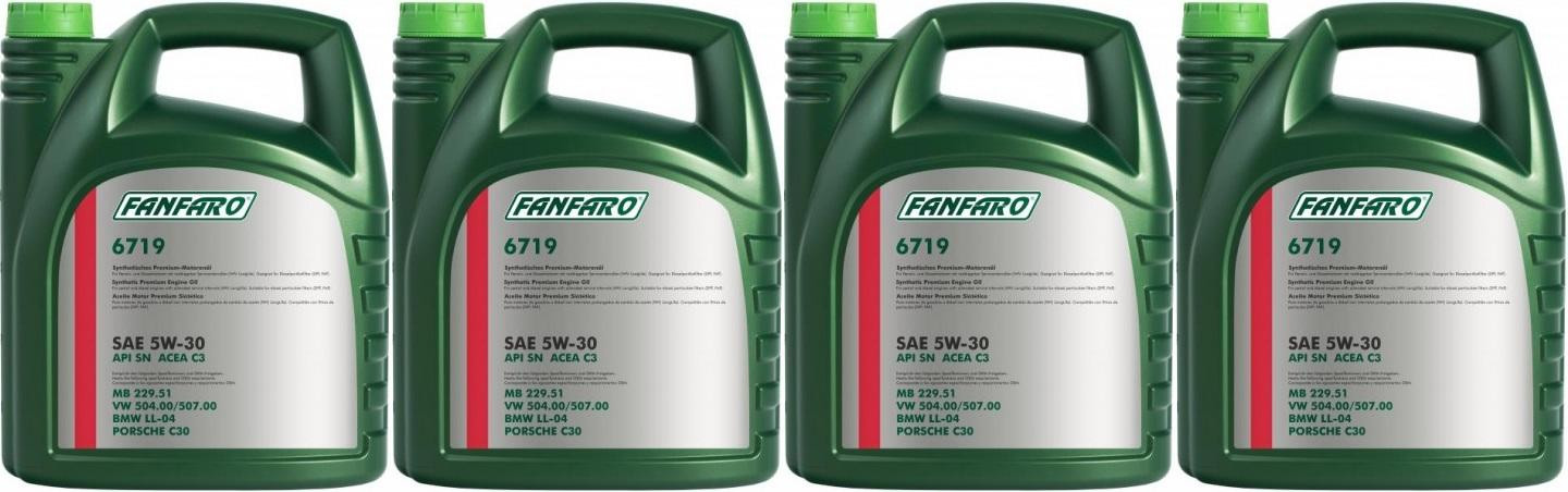 Fanfaro 6719 5W-30 Motoröl VW 504.00, 507.00 Motoröl 4x 5 = 20 Liter