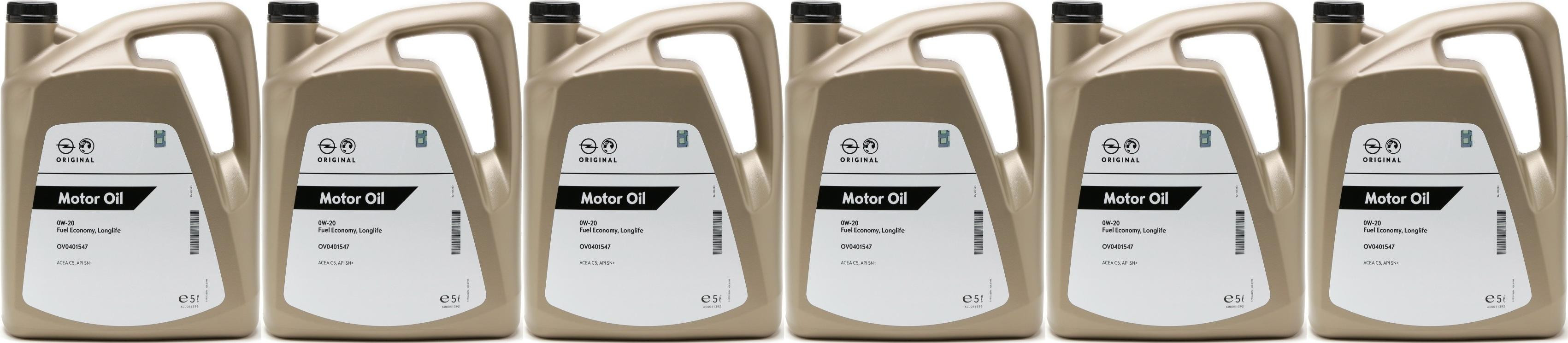 Original GM Opel 0W-20 Fuel Economy Longlife C5 Motoröl 6x 5 = 30 Liter