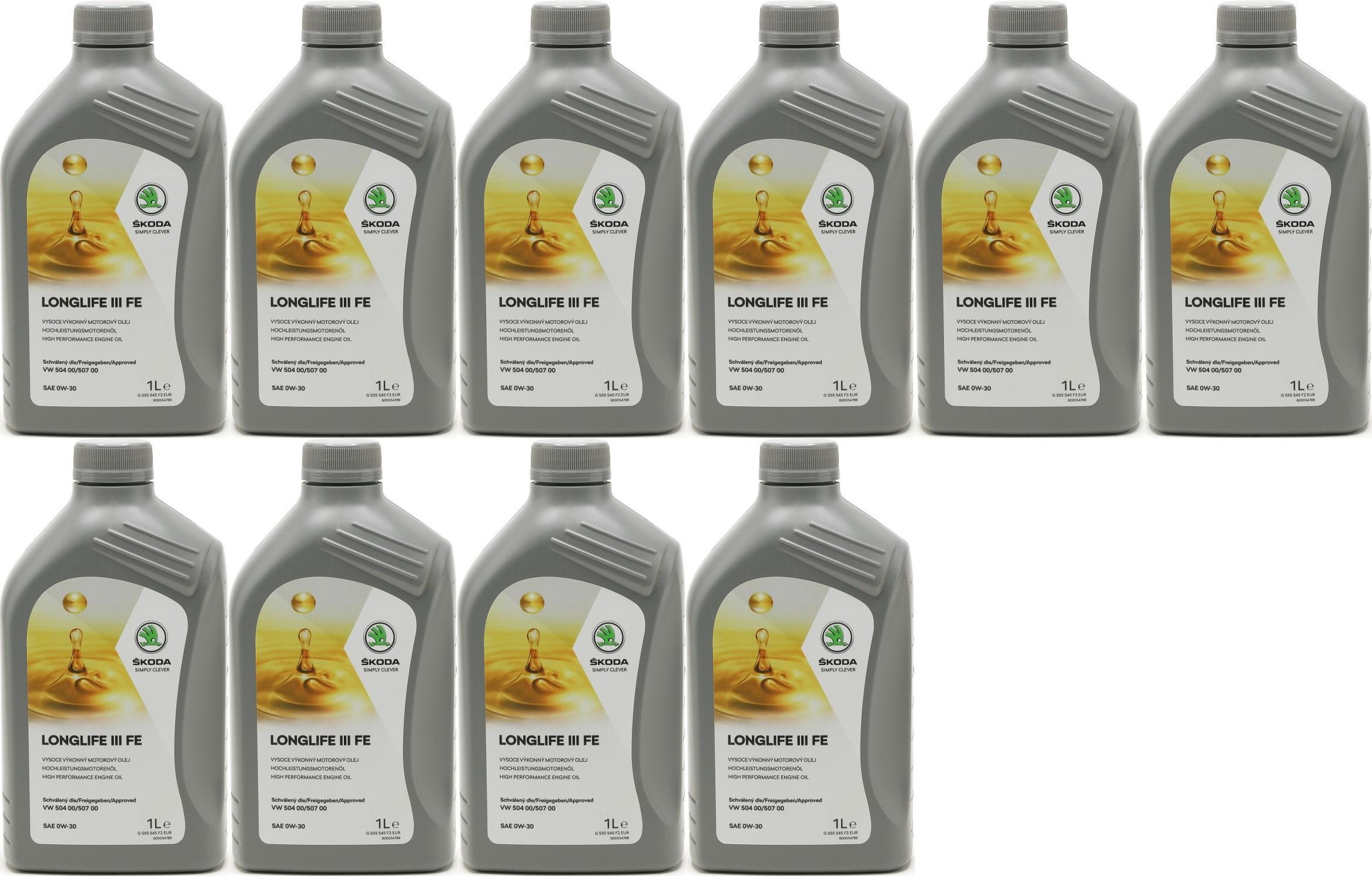 Original Skoda LongLife III FE 0W-30 Original GS55545F2EUR - 10x 1l = 10 Liter