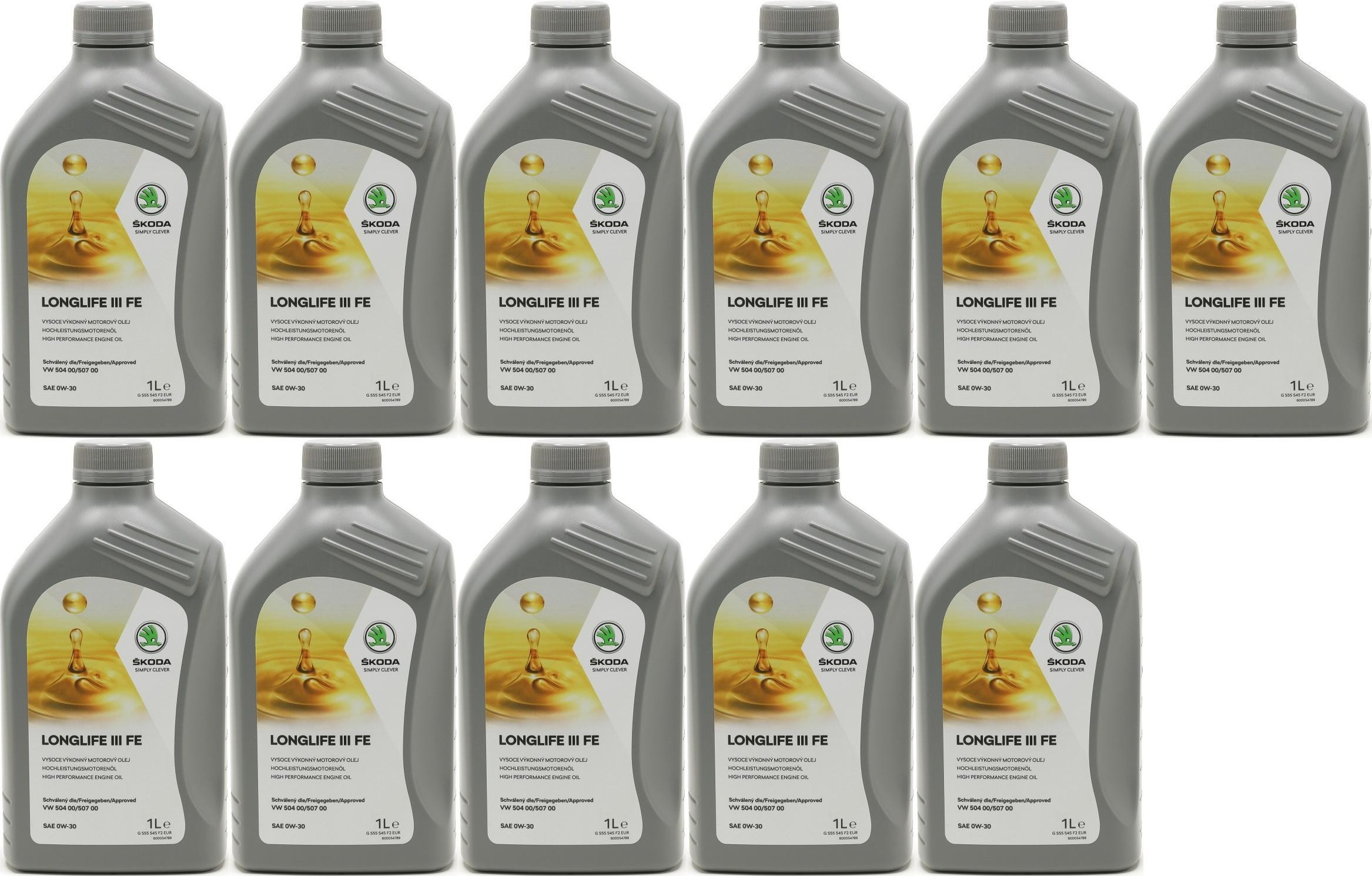 Original Skoda LongLife III FE 0W-30 Original GS55545F2EUR - 11x 1l = 11 Liter