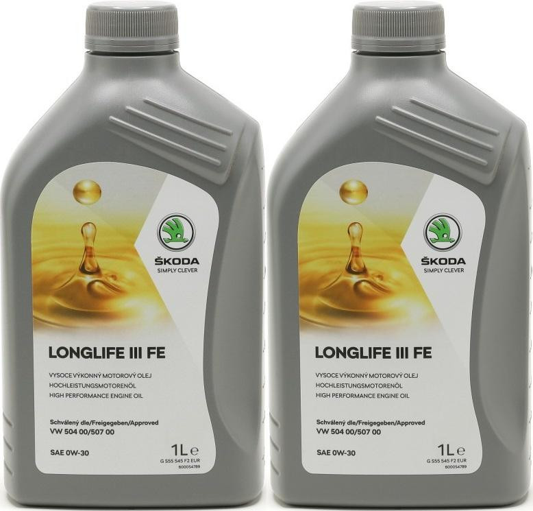 Original Skoda LongLife III FE 0W-30 Original GS55545F2EUR - 2x 1l = 2 Liter
