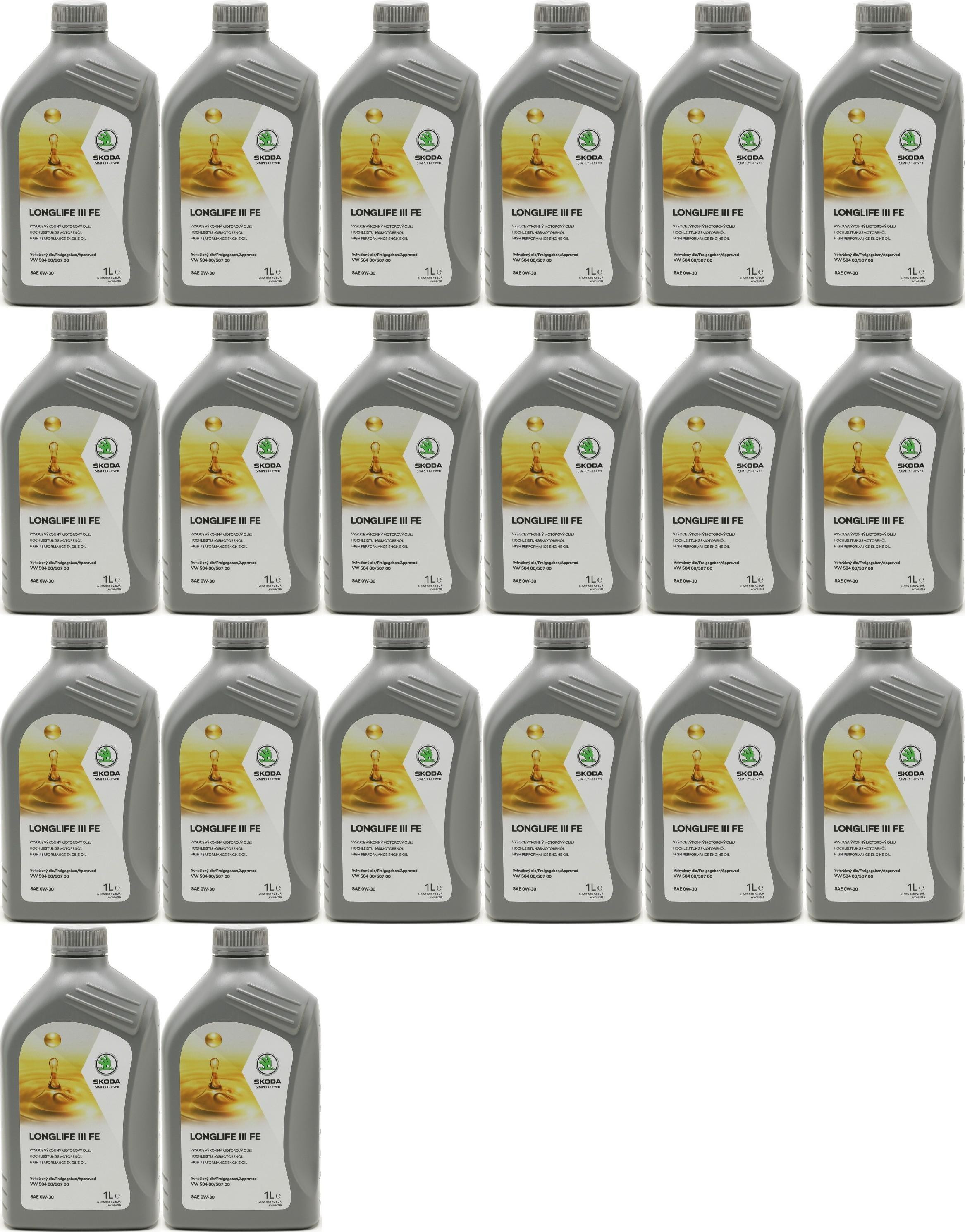 Original Skoda LongLife III FE 0W-30 Original GS55545F2EUR - 20x 1l = 20 Liter