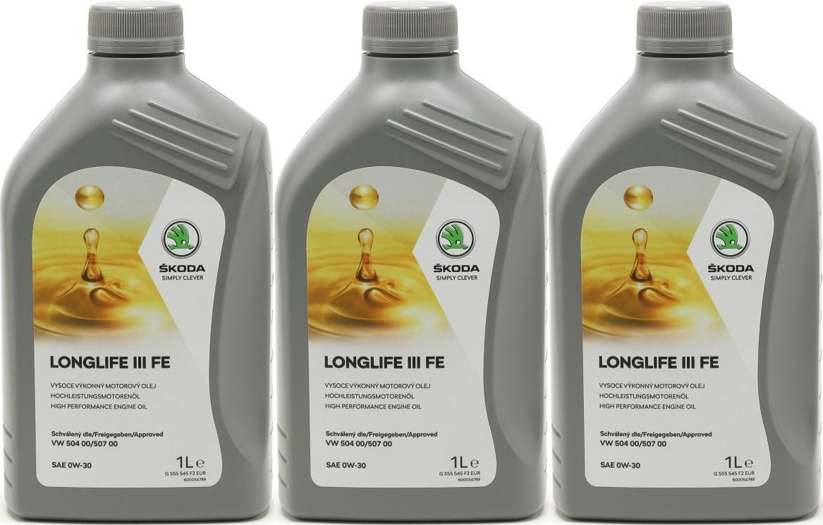 Original Skoda LongLife III FE 0W-30 Original GS55545F2EUR - 3x 1l = 3 Liter