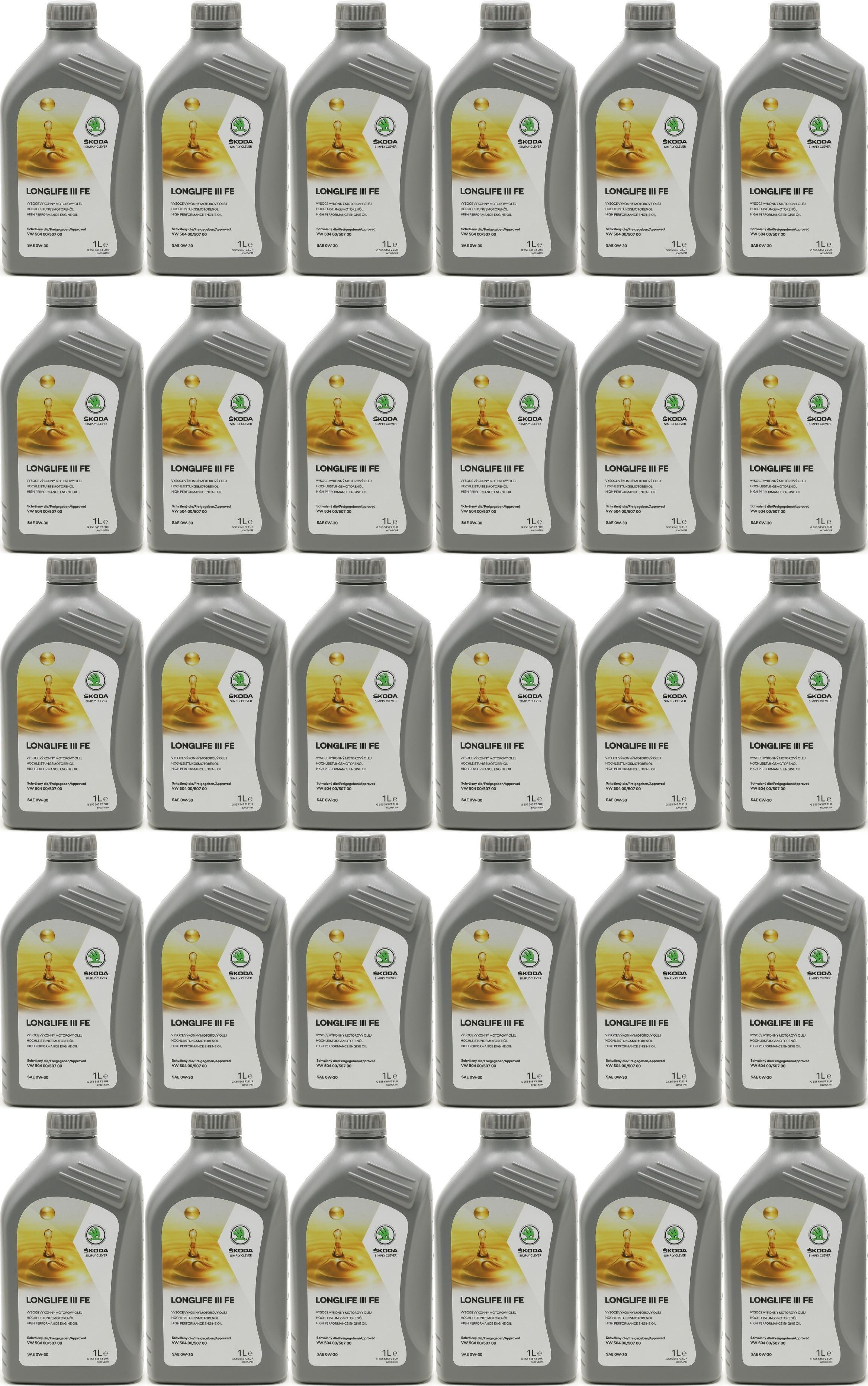 Original Skoda LongLife III FE 0W-30 Original GS55545F2EUR - 30x 1l = 30 Liter