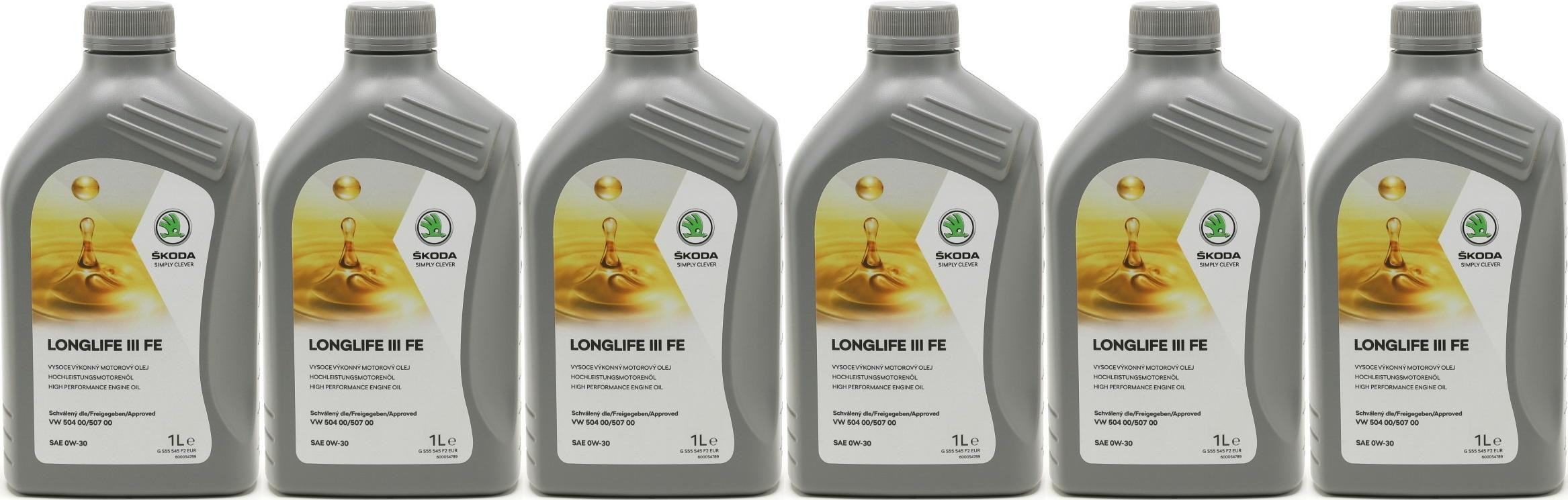 Original Skoda LongLife III FE 0W-30 Original GS55545F2EUR - 6x 1l = 6 Liter