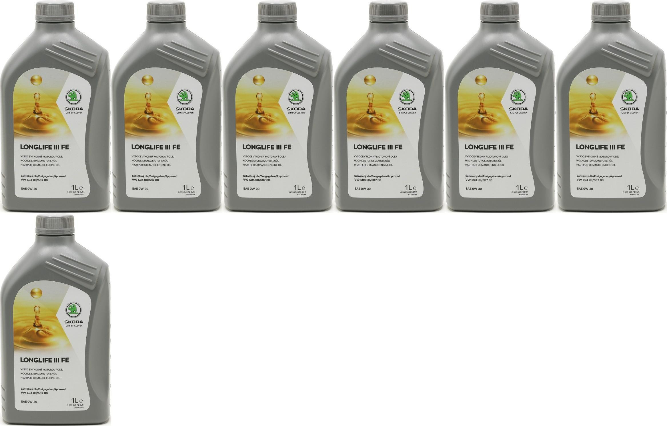 Original Skoda LongLife III FE 0W-30 Original GS55545F2EUR - 7x 1l = 7 Liter