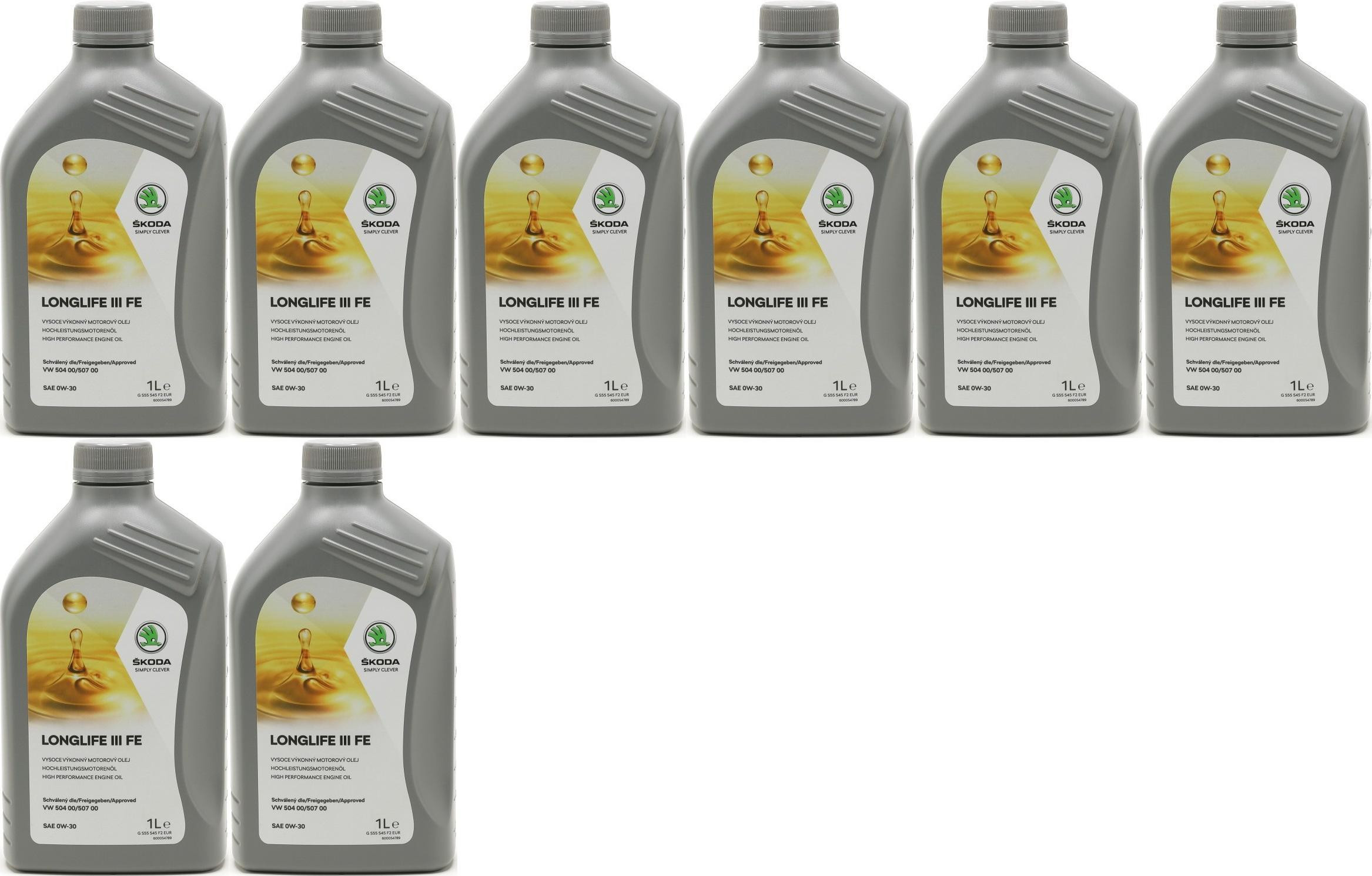 Original Skoda LongLife III FE 0W-30 Original GS55545F2EUR - 8x 1l = 8 Liter
