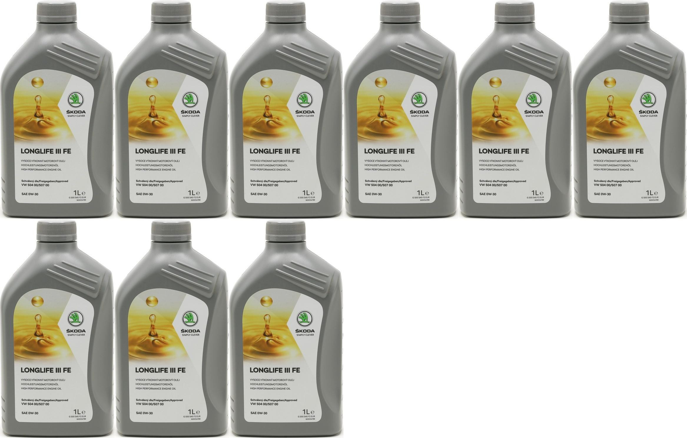 Original Skoda LongLife III FE 0W-30 Original GS55545F2EUR - 9x 1l = 9 Liter