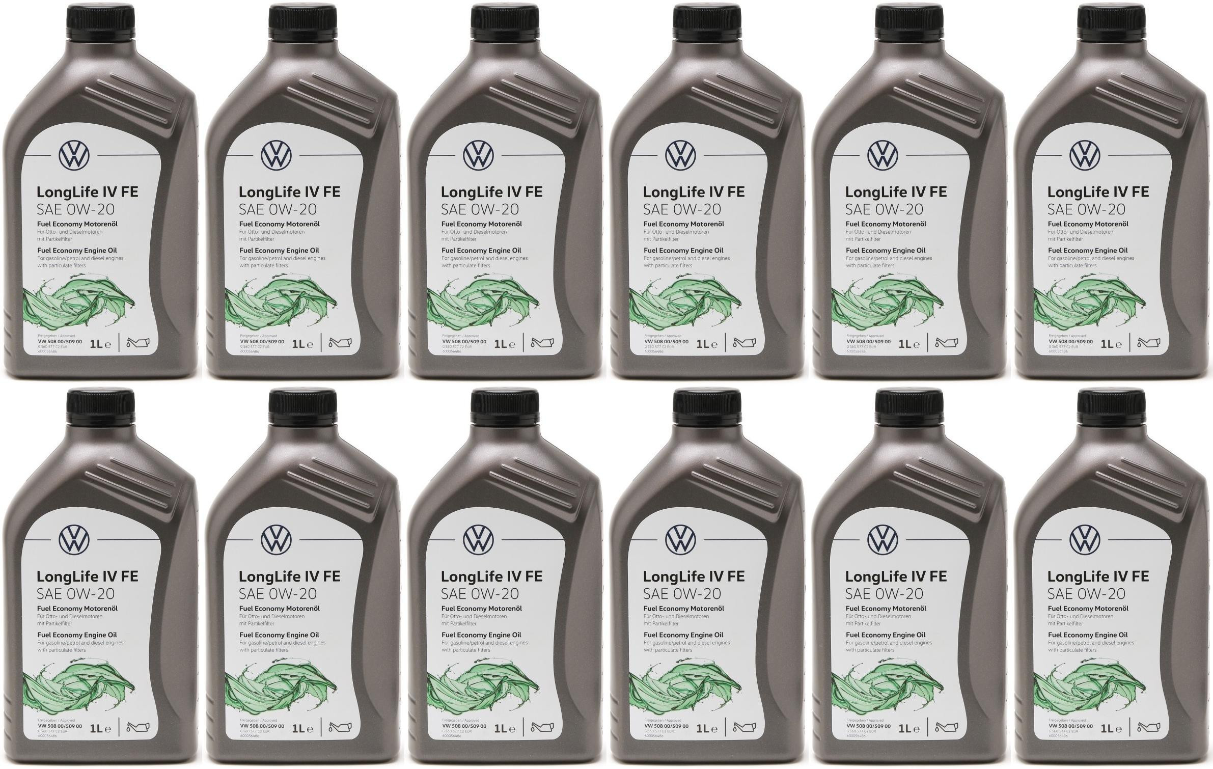 Original VW Longlife IV 0W-20 508.00/ 509.00 GS60577M2EUR - 12x 1l = 12 Liter