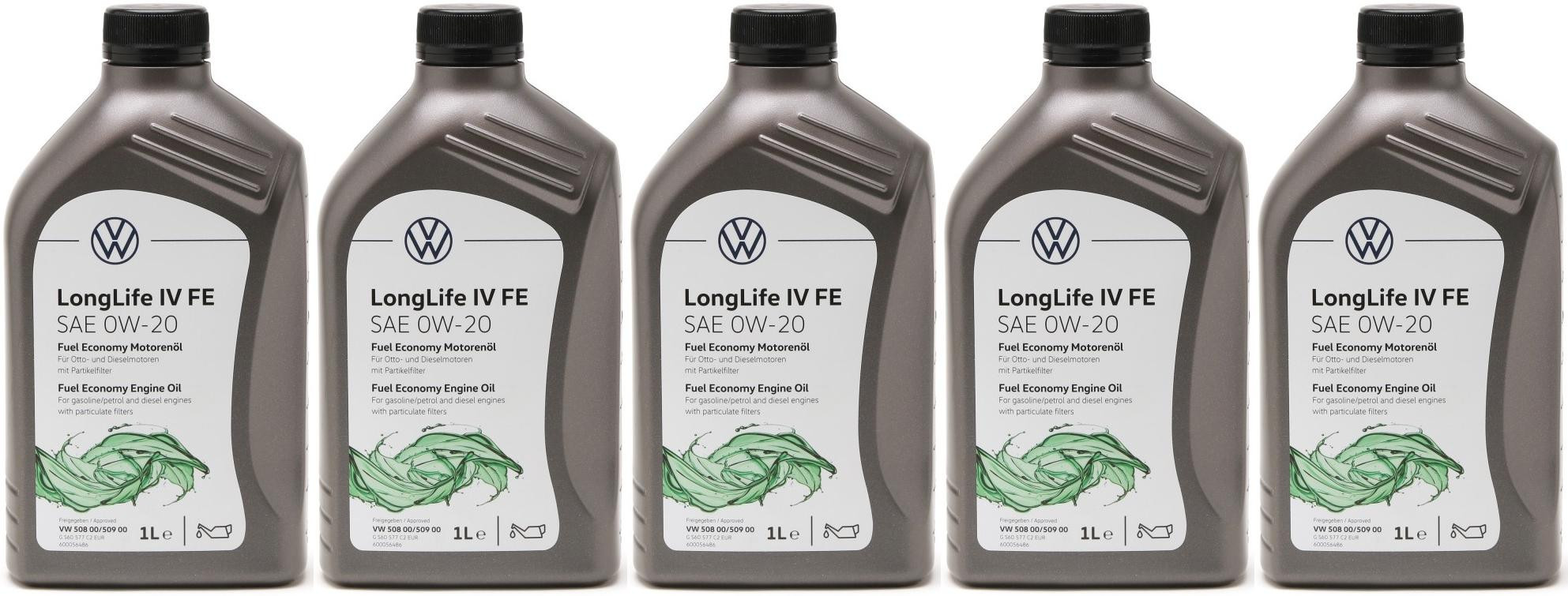 Original VW Longlife IV 0W-20 508.00/ 509.00 GS60577M2EUR - 5x 1l = 5 Liter