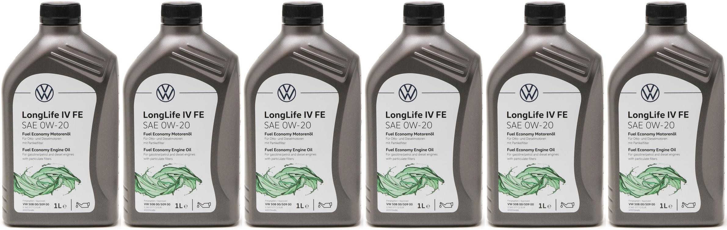 Original VW Longlife IV 0W-20 508.00/ 509.00 GS60577M2EUR - 6x 1l = 6 Liter