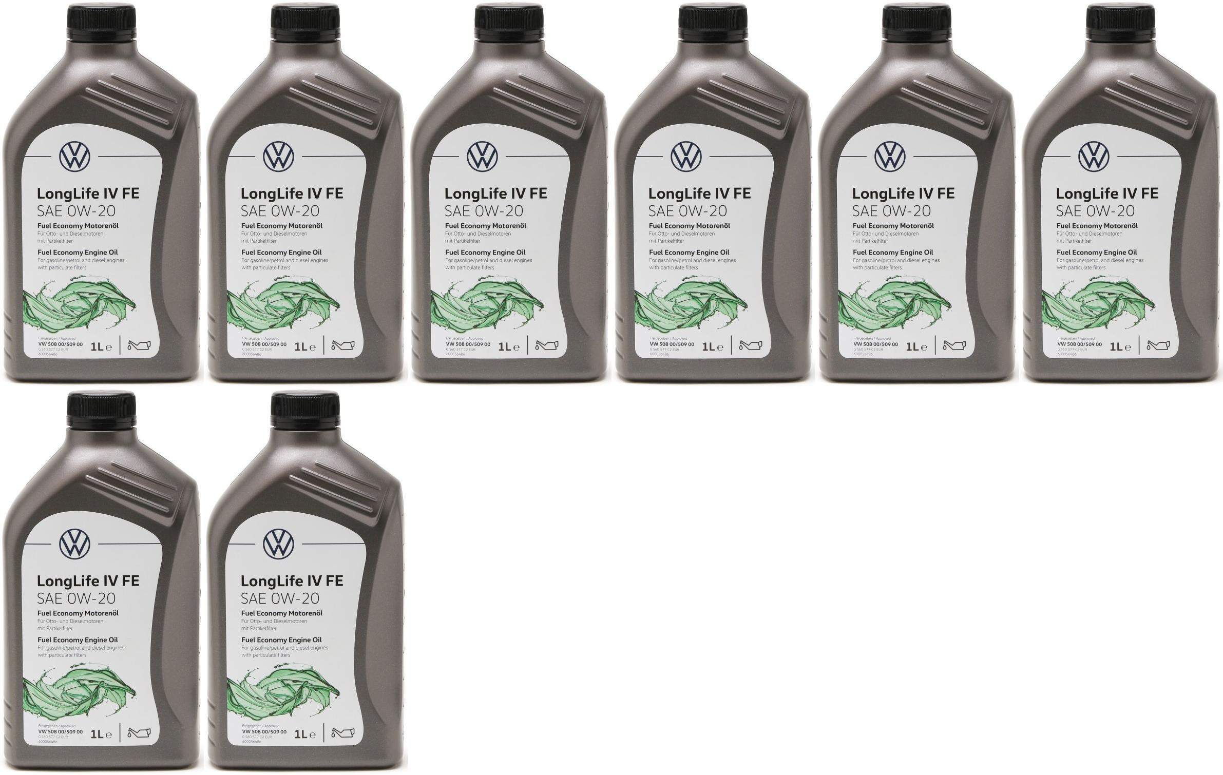 Original VW Longlife IV 0W-20 508.00/ 509.00 GS60577M2EUR - 8x 1l = 8 Liter