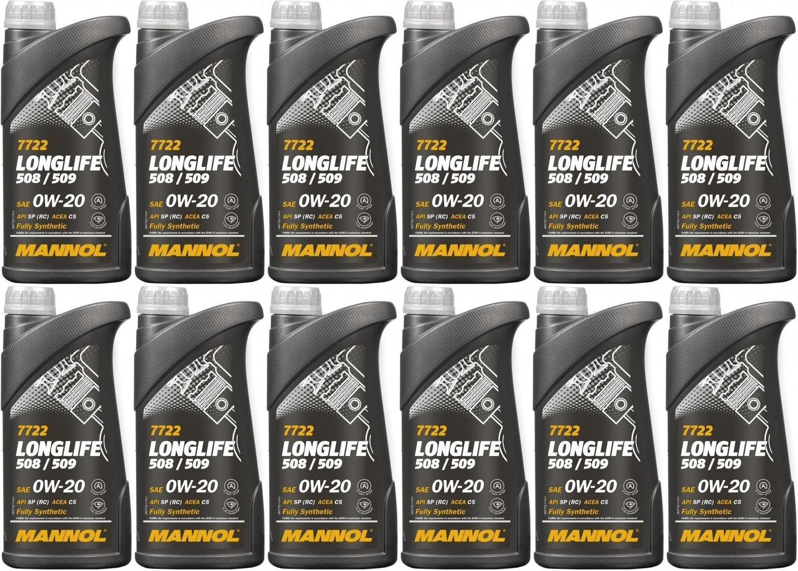 MANNOL 7722 0W-20 Longlife 508.00/ 509.00 Motoröl 12x 1l = 12 Liter
