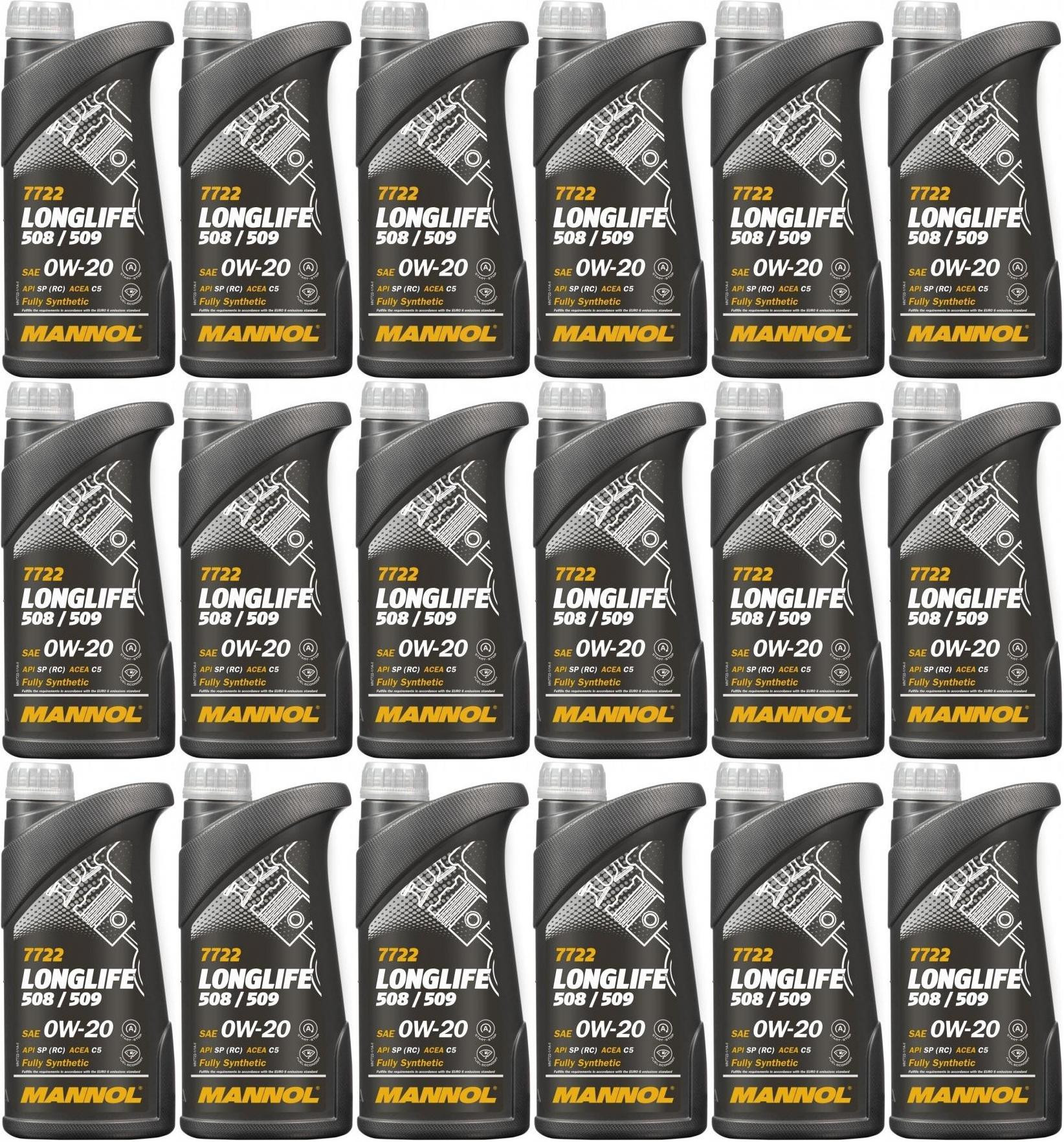 MANNOL 7722 0W-20 Longlife 508.00/ 509.00 Motoröl 18x 1l = 18 Liter