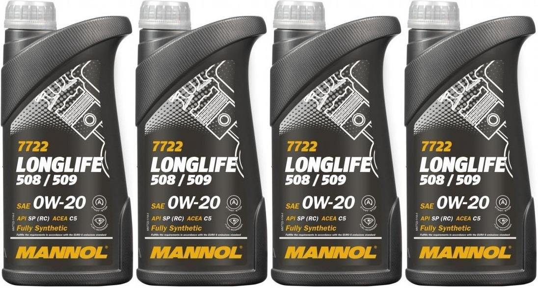 MANNOL 7722 0W-20 Longlife 508.00/ 509.00 Motoröl 4x 1l = 4 Liter