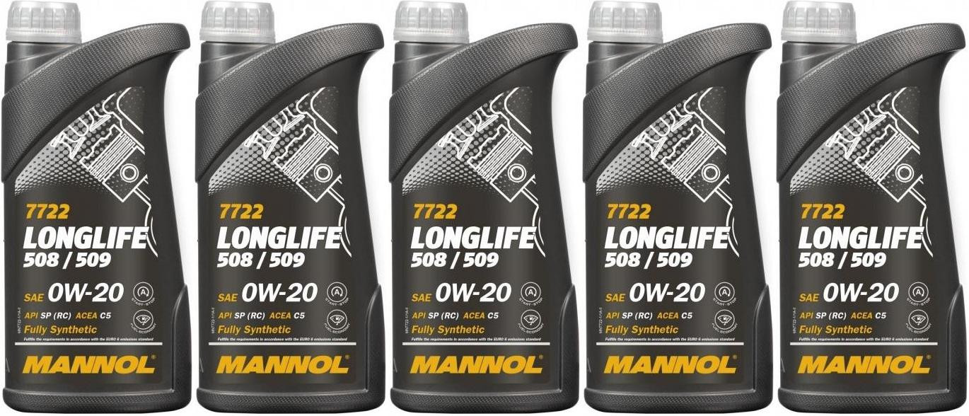 MANNOL 7722 0W-20 Longlife 508.00/ 509.00 Motoröl 5x 1l = 5 Liter