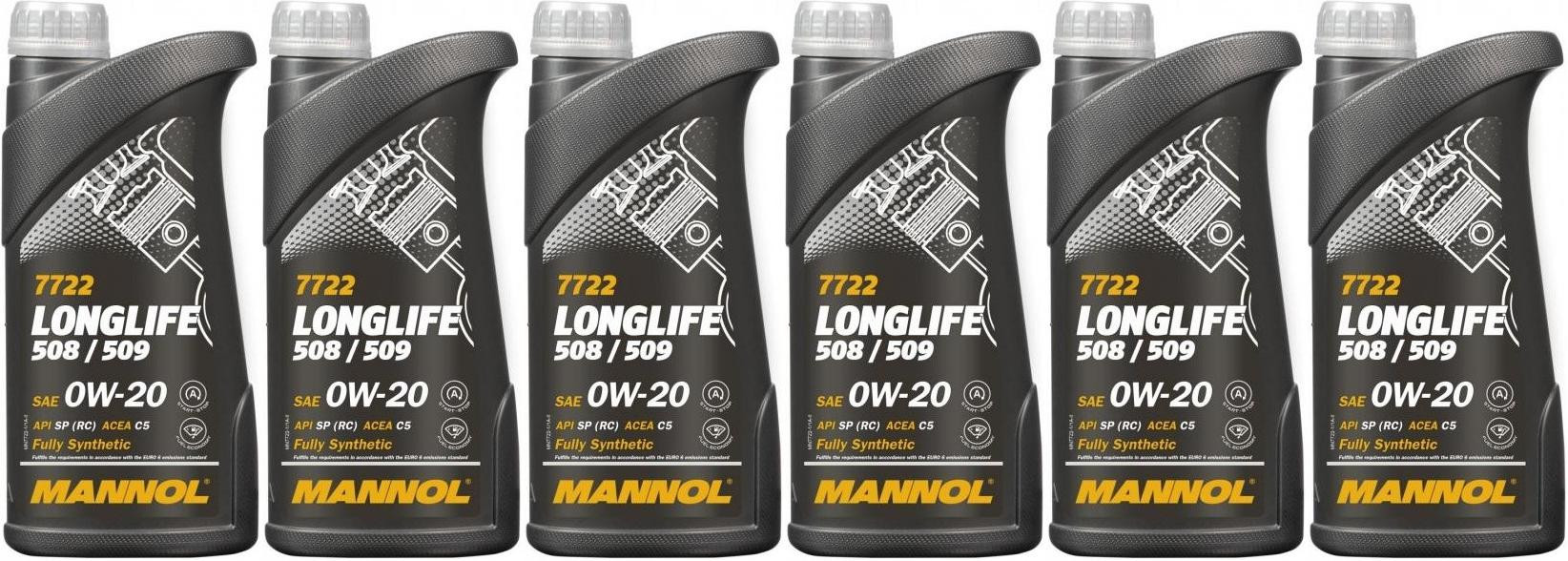 MANNOL 7722 0W-20 Longlife 508.00/ 509.00 Motoröl 6x 1l = 6 Liter