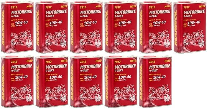 MANNOL 7812 Motorbike 4-Takt synthetisches Ester 10W-40 11x 1l = 11 Liter