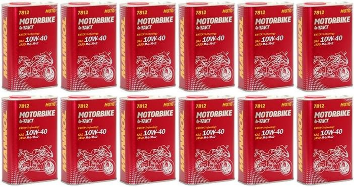MANNOL 7812 Motorbike 4-Takt synthetisches Ester 10W-40 12x 1l = 12 Liter