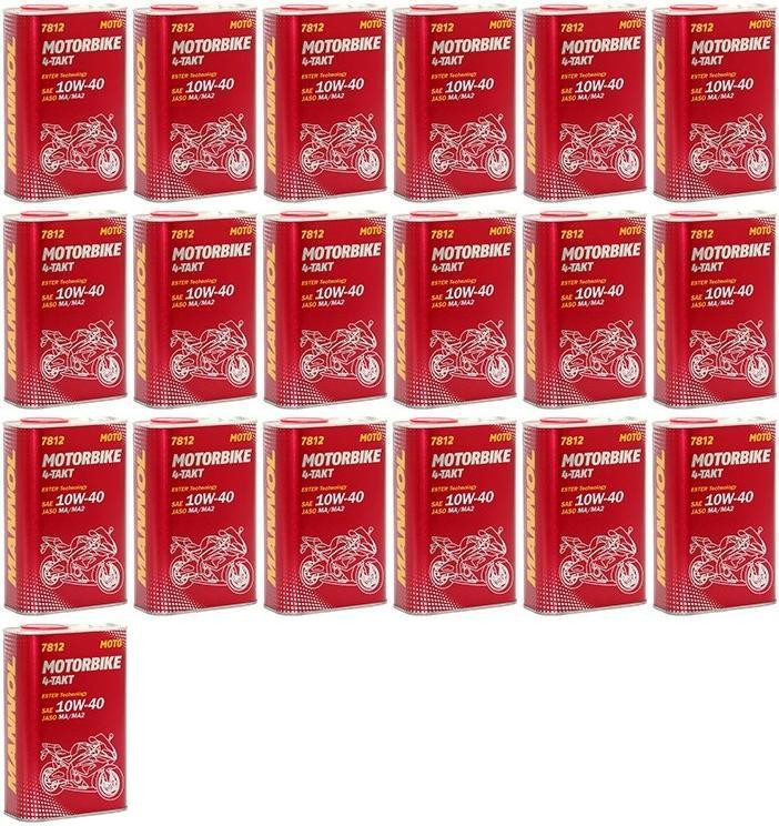 MANNOL 7812 Motorbike 4-Takt synthetisches Ester 10W-40 19x 1l = 19 Liter