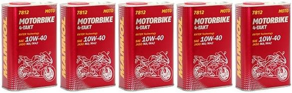 MANNOL 7812 Motorbike 4-Takt synthetisches Ester 10W-40 Motoröl 5x 1l = 5 Liter