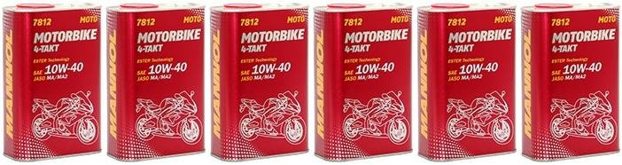 MANNOL 7812 Motorbike 4-Takt synthetisches Ester 10W-40 Motoröl 6x 1l = 6 Liter