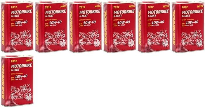 MANNOL 7812 Motorbike 4-Takt synthetisches Ester 10W-40 Motoröl 7x 1l = 7 Liter