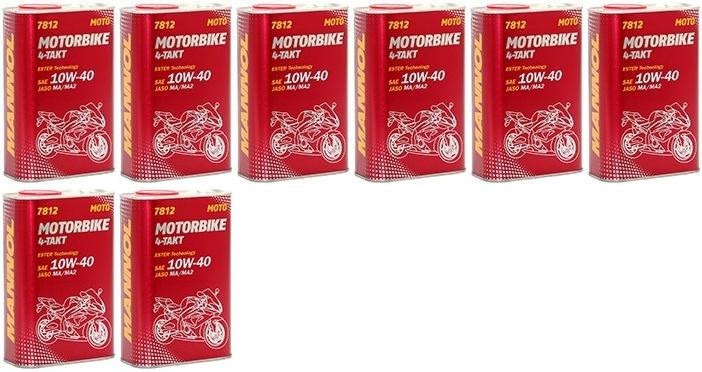 MANNOL 7812 Motorbike 4-Takt synthetisches Ester 10W-40 Motoröl 8x 1l = 8 Liter