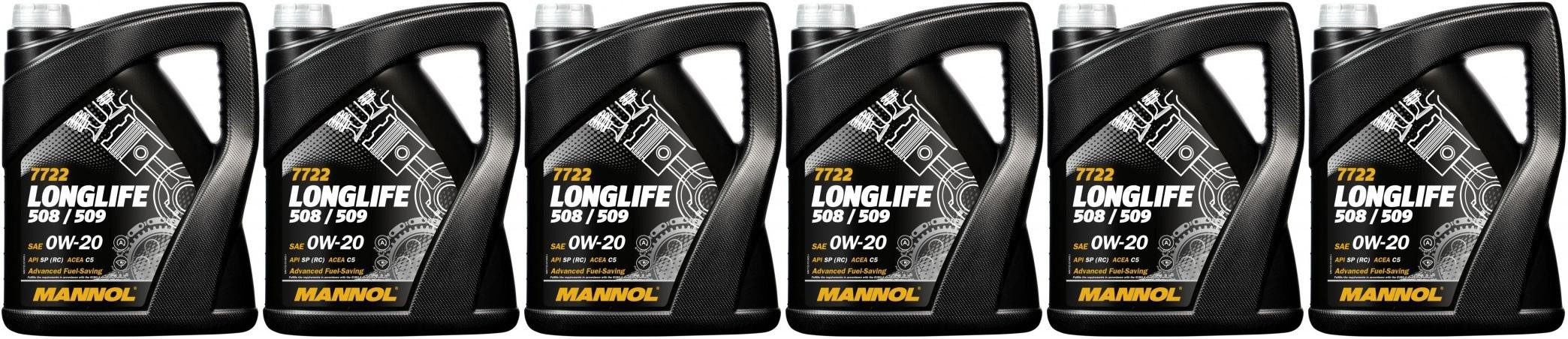 MANNOL 7722 0W-20 Longlife 508.00/ 509.00 Motoröl 6x 5 = 30 Liter
