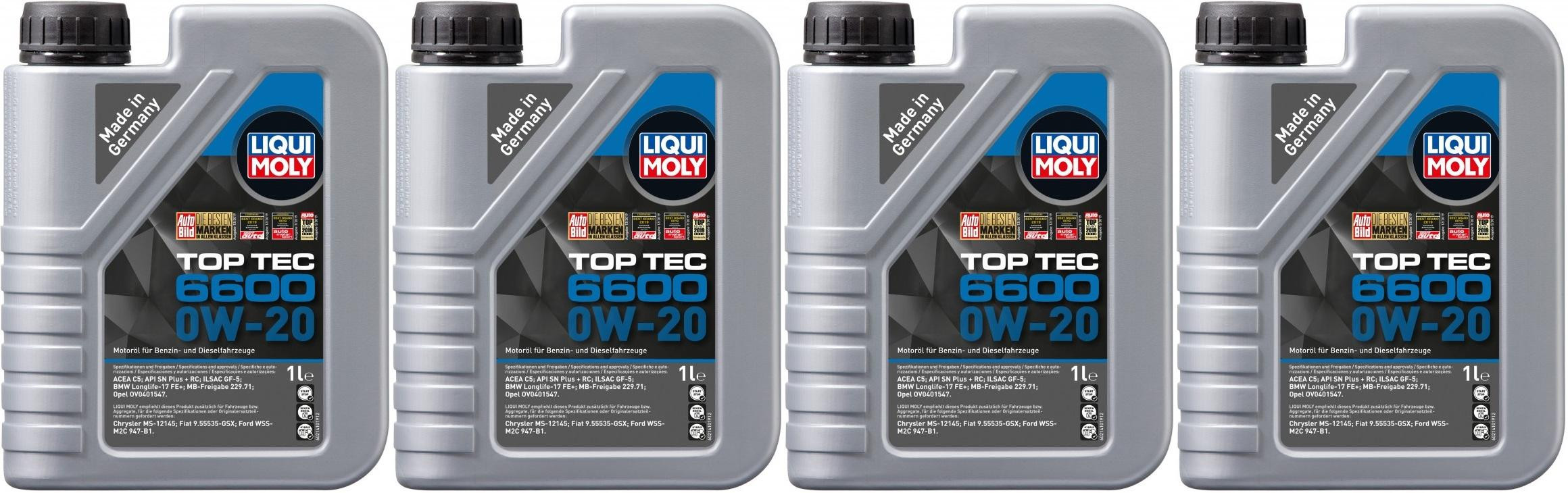 Liqui Moly 21440 Top Tec 6600 0W-20 4x 1l = 4 Liter