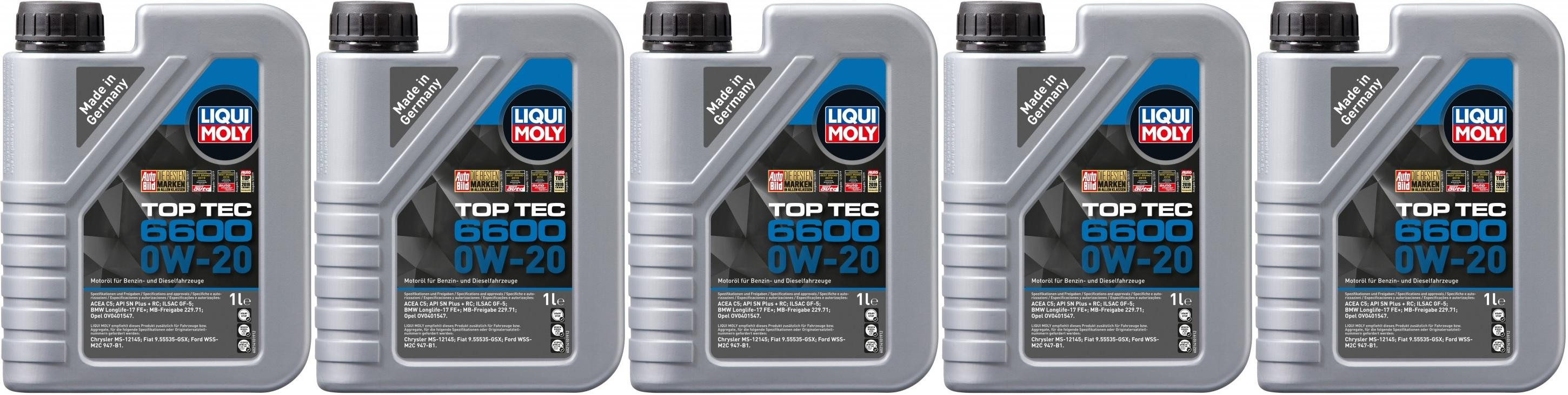 Liqui Moly 21440 Top Tec 6600 0W-20 5x 1l = 5 Liter