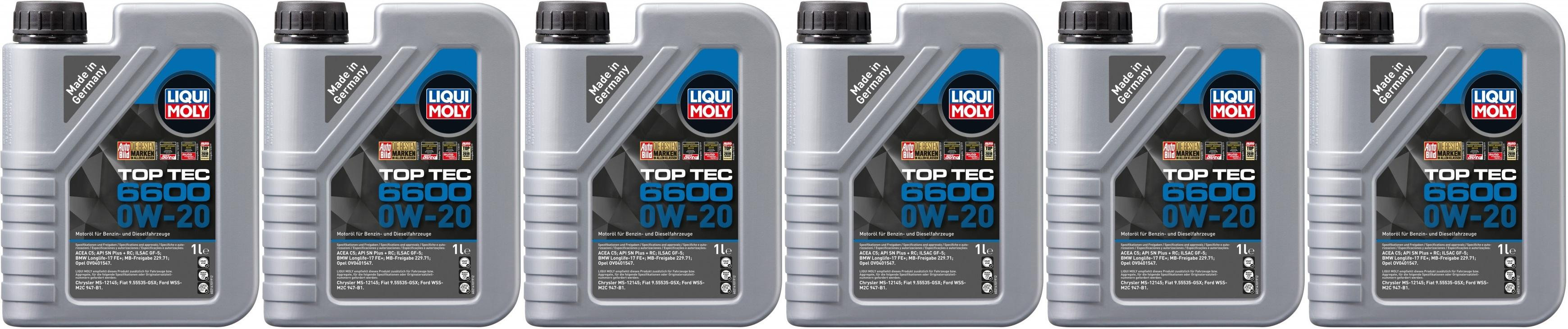 Liqui Moly 21440 Top Tec 6600 0W-20 6x 1l = 6 Liter