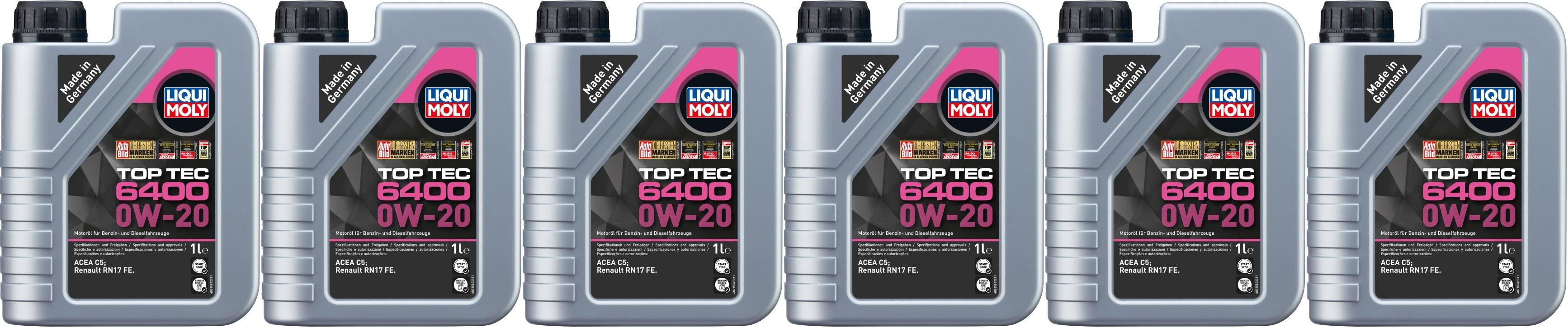 Liqui Moly 21584 Top Tec 6400 0W-20 6x 1l = 6 Liter